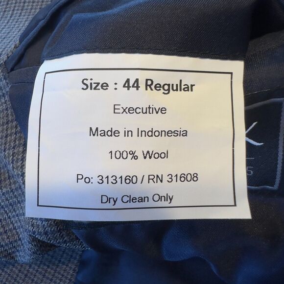JOS A BANK Tailored Fit Mens 44R Gray/Blue Wool Blazer Sport Coat 2-Button Jacke - Picture 11 of 12